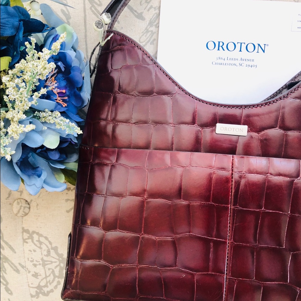 Oroton Crocodile Pattern Handbag